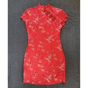 Elegant Red Floral Mini Dress